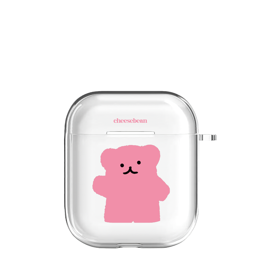 Cute teddy boo airpods case (pink)치즈빈