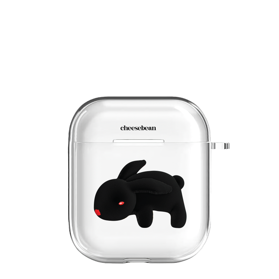 Black bunny airpods case치즈빈